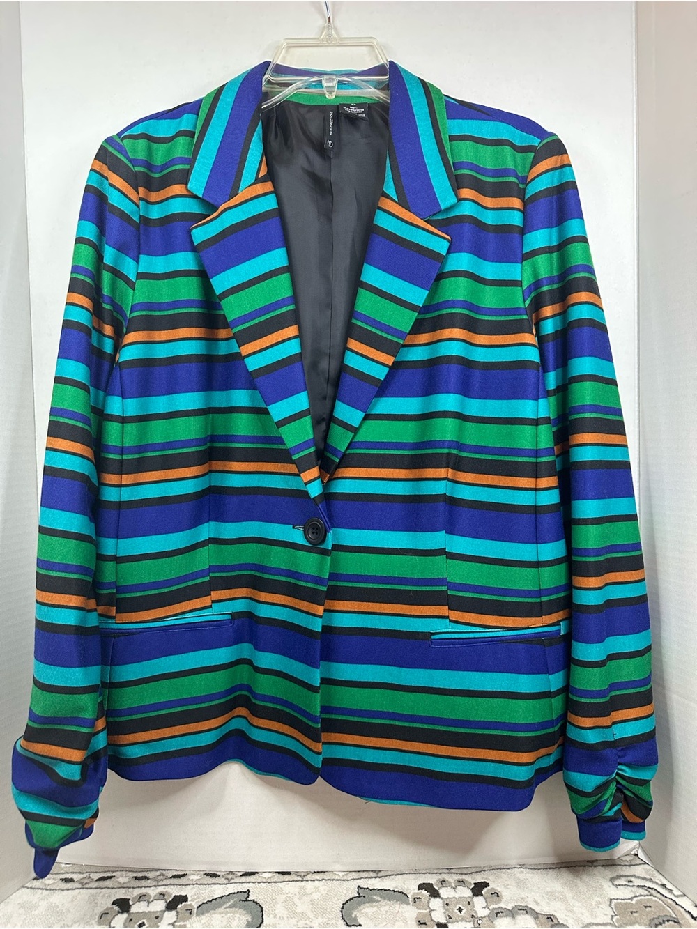new directions Striped Blue, Green & Orange Blazer, size XL, NWOT